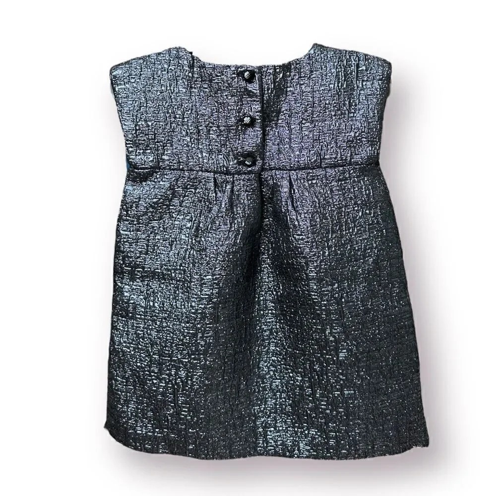 Gap Dress Festive Shimmer Party Platinum Baby Girl Size 18-24 Months